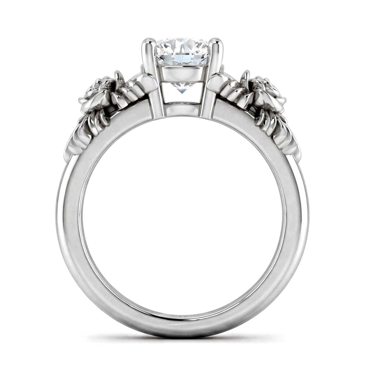 Roselle - Bloemvormige Moissanite Verlovingsring met Pavé Zetting