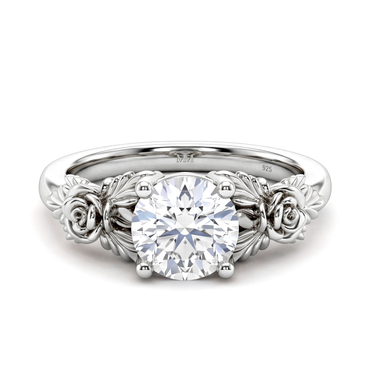 Roselle - Bloemvormige Moissanite Verlovingsring met Pavé Zetting