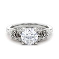Roselle - Bloemvormige Moissanite Verlovingsring met Pavé Zetting