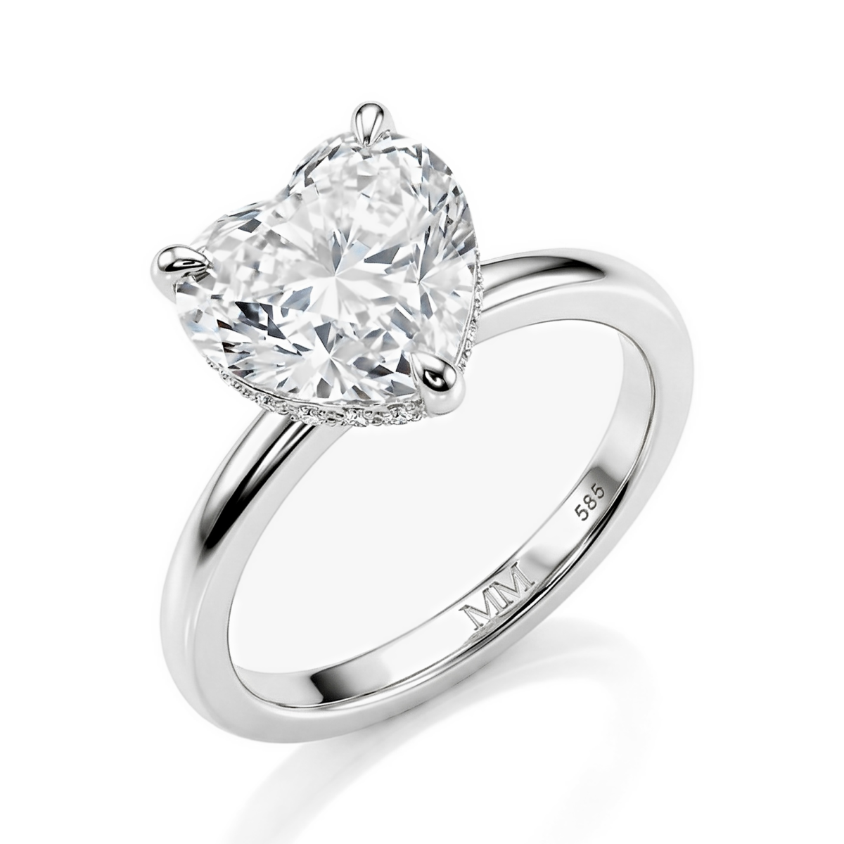 Amorelle - Hartvormige Moissanite Verlovingsring met Hidden Halo