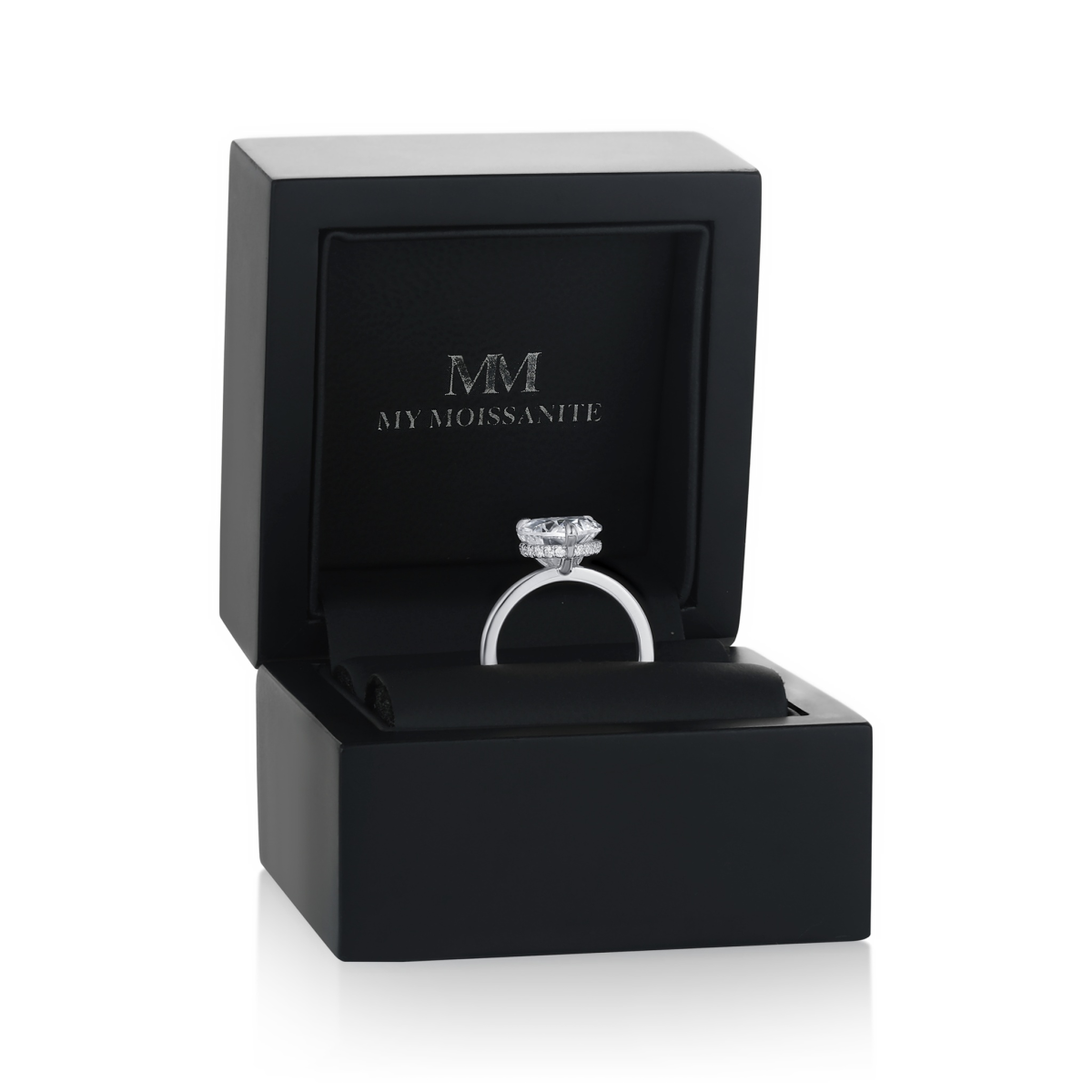 Amorelle - Hartvormige Moissanite Verlovingsring met Hidden Halo