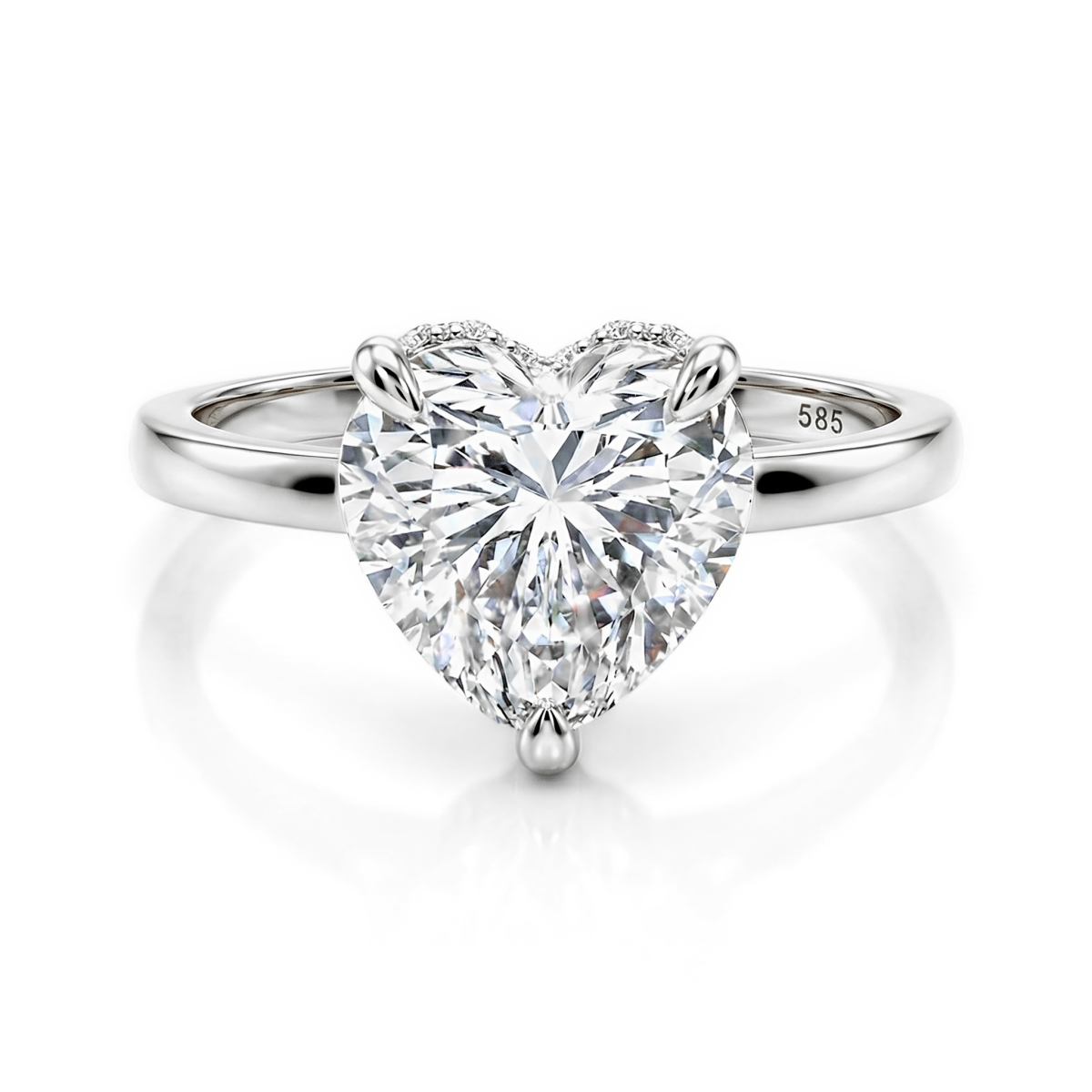 Amorelle - Hartvormige Moissanite Verlovingsring met Hidden Halo