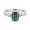Verdisia - Vintage Smaragd Geslepen Groene Moissanite Verlovingsring met Bloemmotief