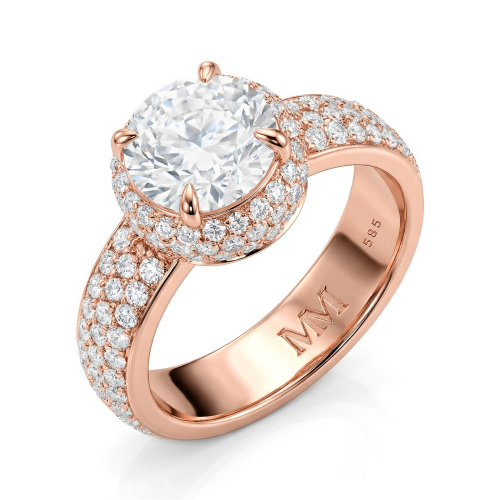 Lustrella - Moissanite Halo Verlovingsring Met Pavé Band