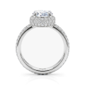 Lustrella - Moissanite Halo Verlovingsring Met Pavé Band