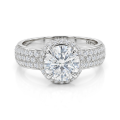 Lustrella - Moissanite Halo Verlovingsring Met Pavé Band