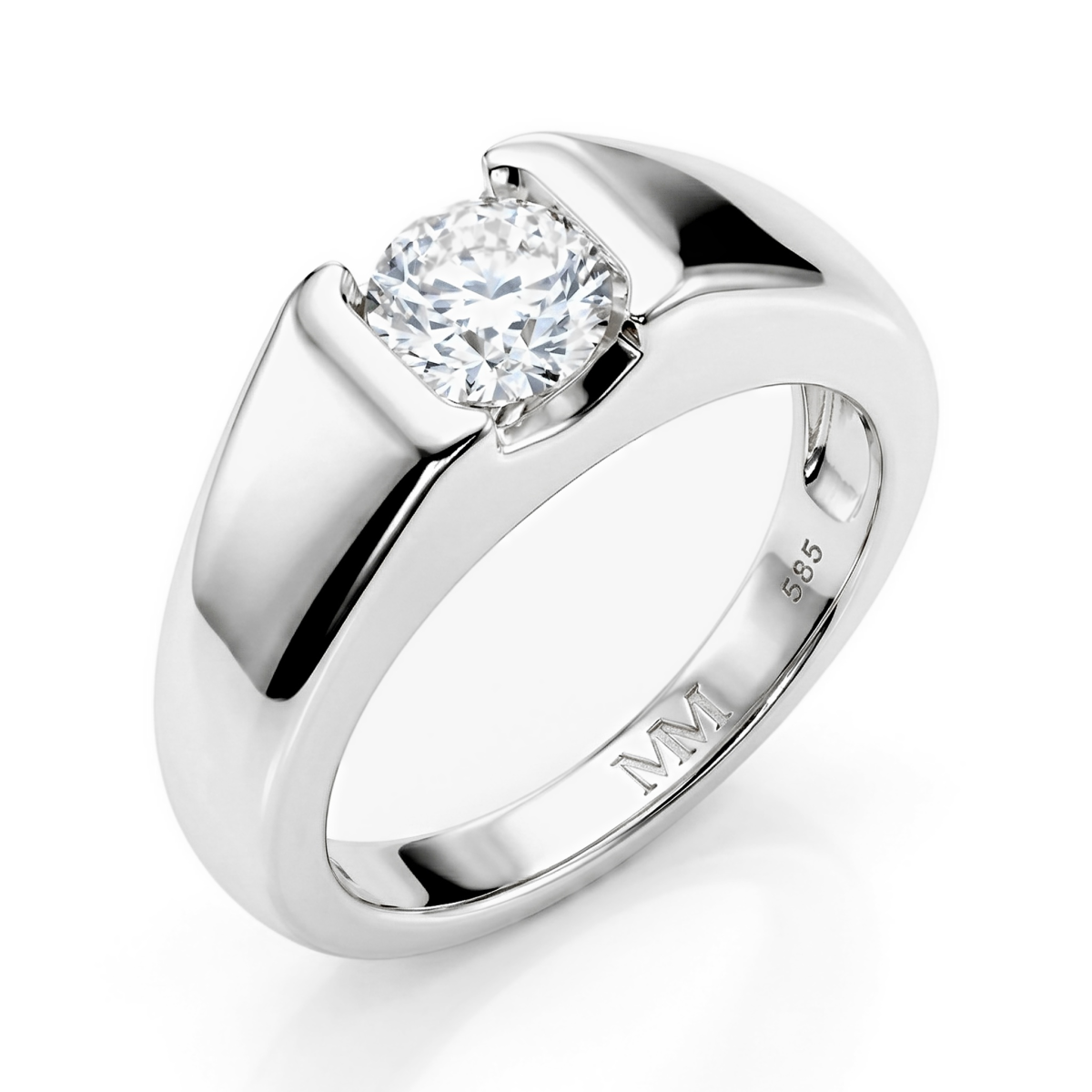 Vortex - Heren Moissanite Ring in Moderne Tension-Stijl Bezel Zetting