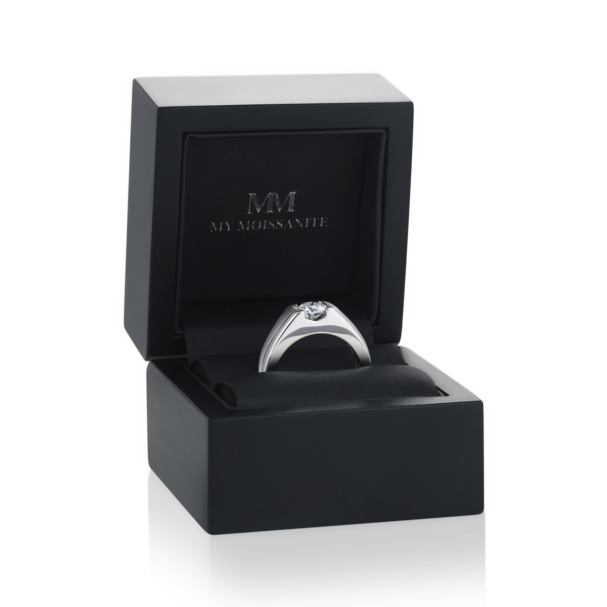 Vortex - Heren Moissanite Ring in Moderne Tension-Stijl Bezel Zetting