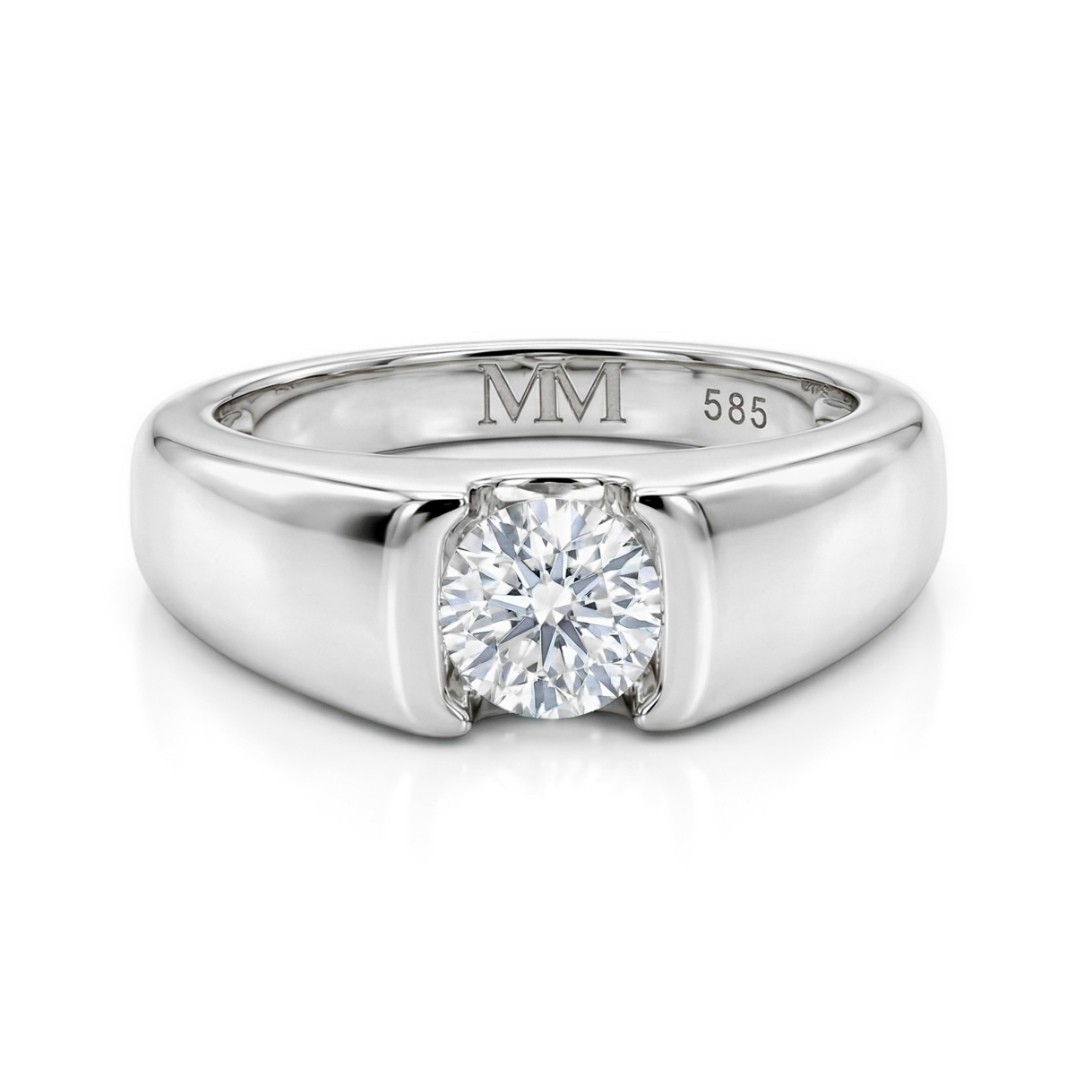Vortex - Heren Moissanite Ring in Moderne Tension-Stijl Bezel Zetting