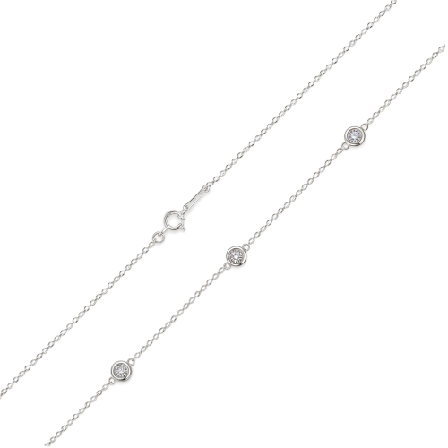 Circa - Bezelzetting Moissanite Ketting met Verstelbare Schakels