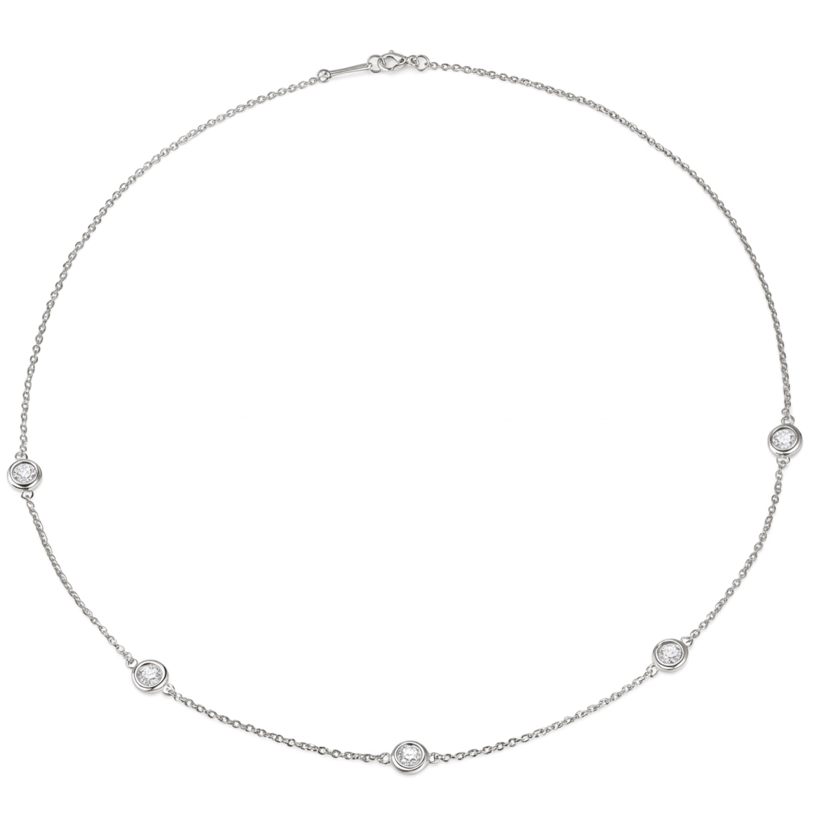 Circa - Bezelzetting Moissanite Ketting met Verstelbare Schakels