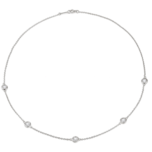 Circa - Bezelzetting Moissanite Ketting met Verstelbare Schakels