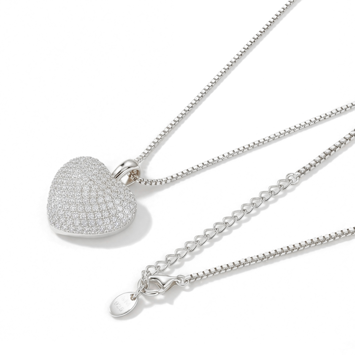 Serenade - hartvormige moissanite hanger in pavé zetting