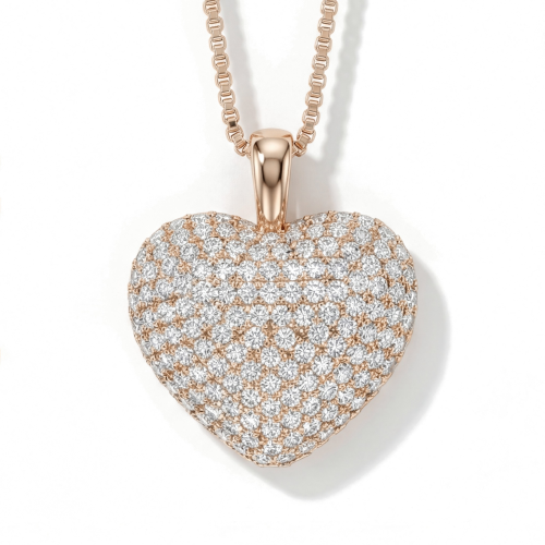 Serenade - hartvormige moissanite hanger in pavé zetting