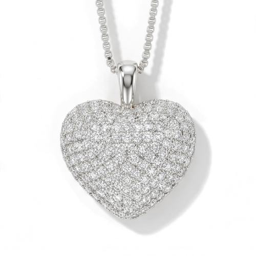 Serenade - hartvormige moissanite hanger in pavé zetting
