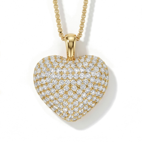 Serenade - hartvormige moissanite hanger in pavé zetting