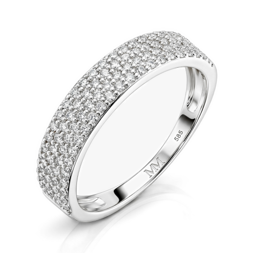Glissade - moissanite ring met pavézetting en toelopende ringband