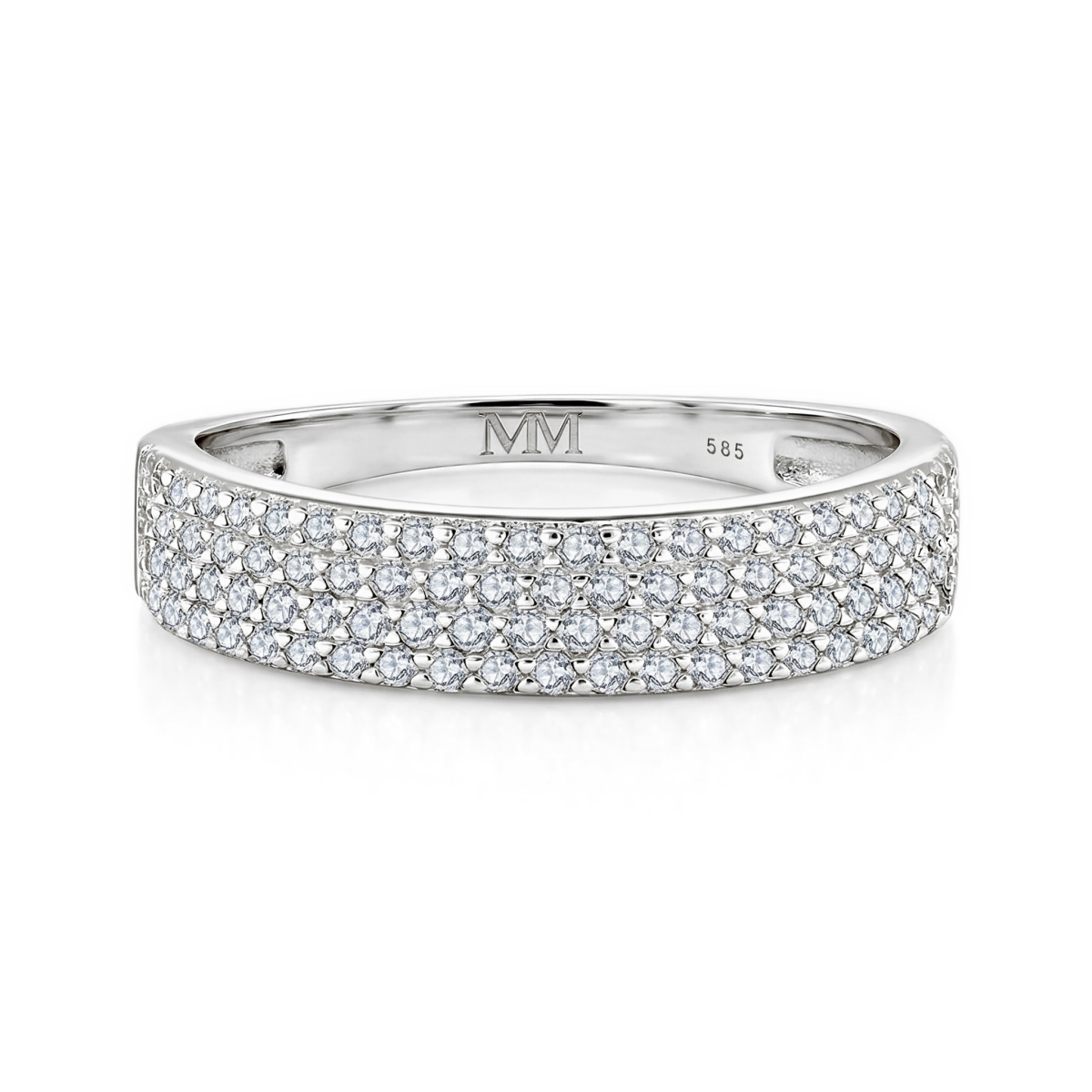 Glissade - Moissanite Ring Met Pavé Zetting En Taps Toelopende Band