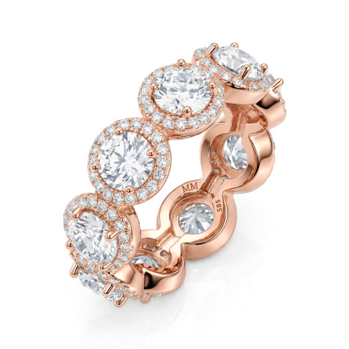 Allegra - Moissanite Eternity Ring met Halo en Accentstenen