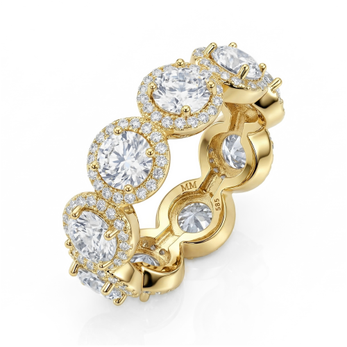 Allegra - moissanite eternity ring met halo en accentstenen