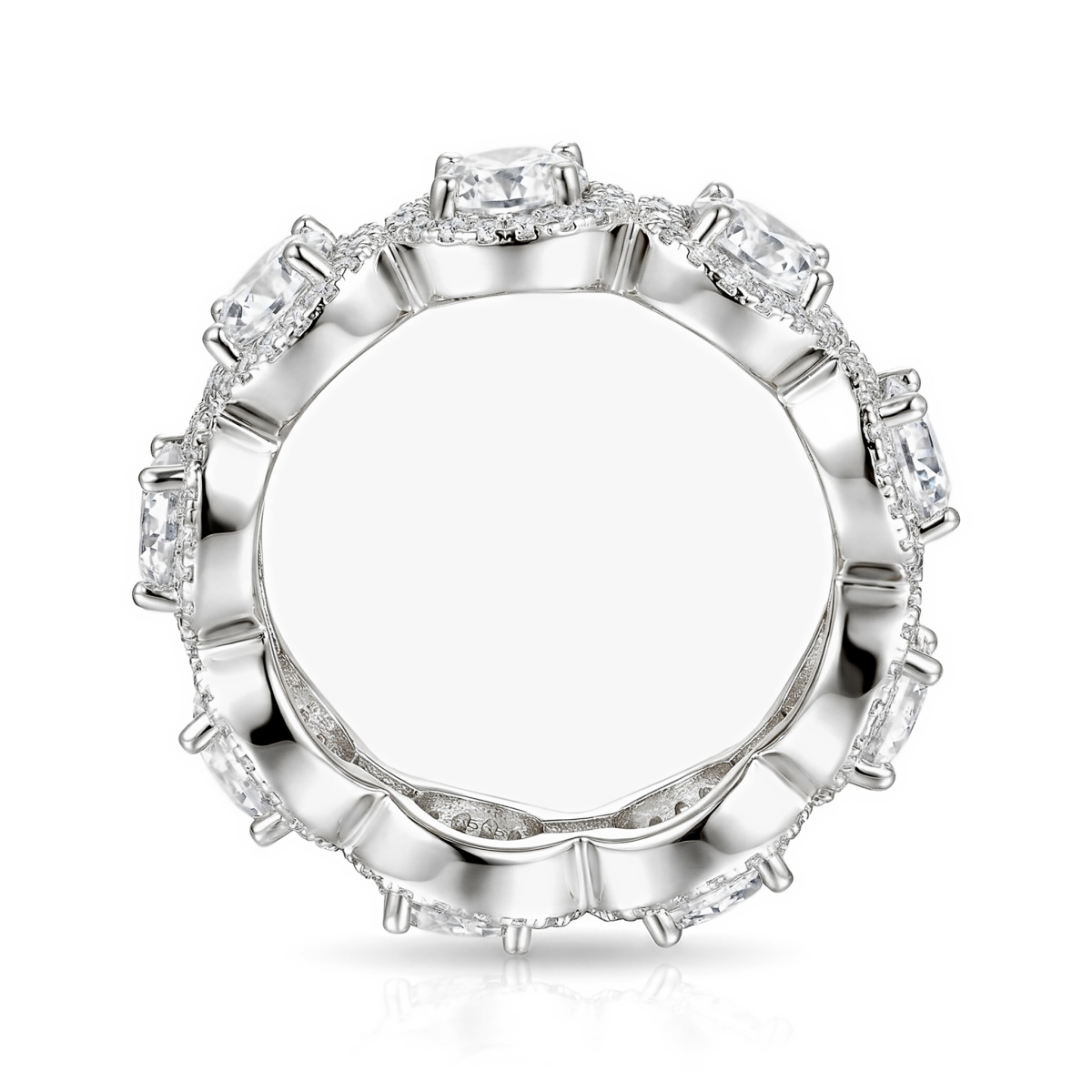 Allegra - Moissanite Eternity Ring met Halo en Accentstenen