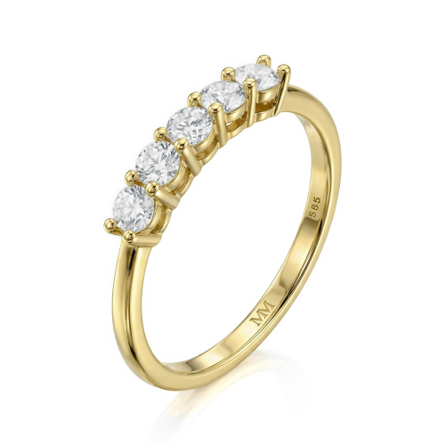 Quintella - moissanite jubileumring met 5 stenen