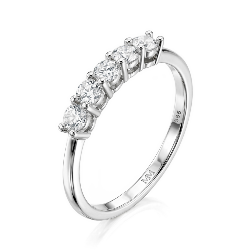 Quintella - 5 Stenen Moissanite Jubileumring