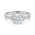 Mirari - Moissanite Verlovingsring Met Gedraaide Split-Shank En Pavé Ingezette Accenten
