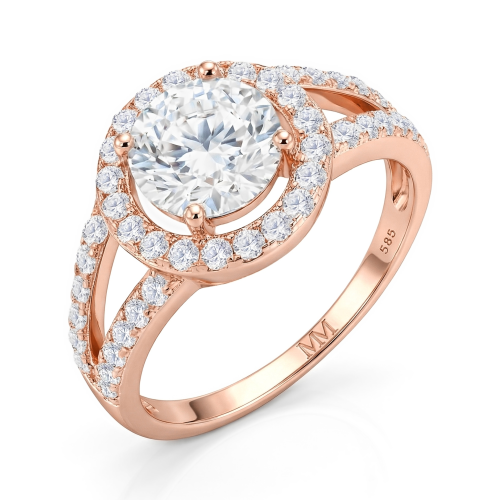 Regalyn - Moissanite Verlovingsring Met Halo En Split-Shank Design