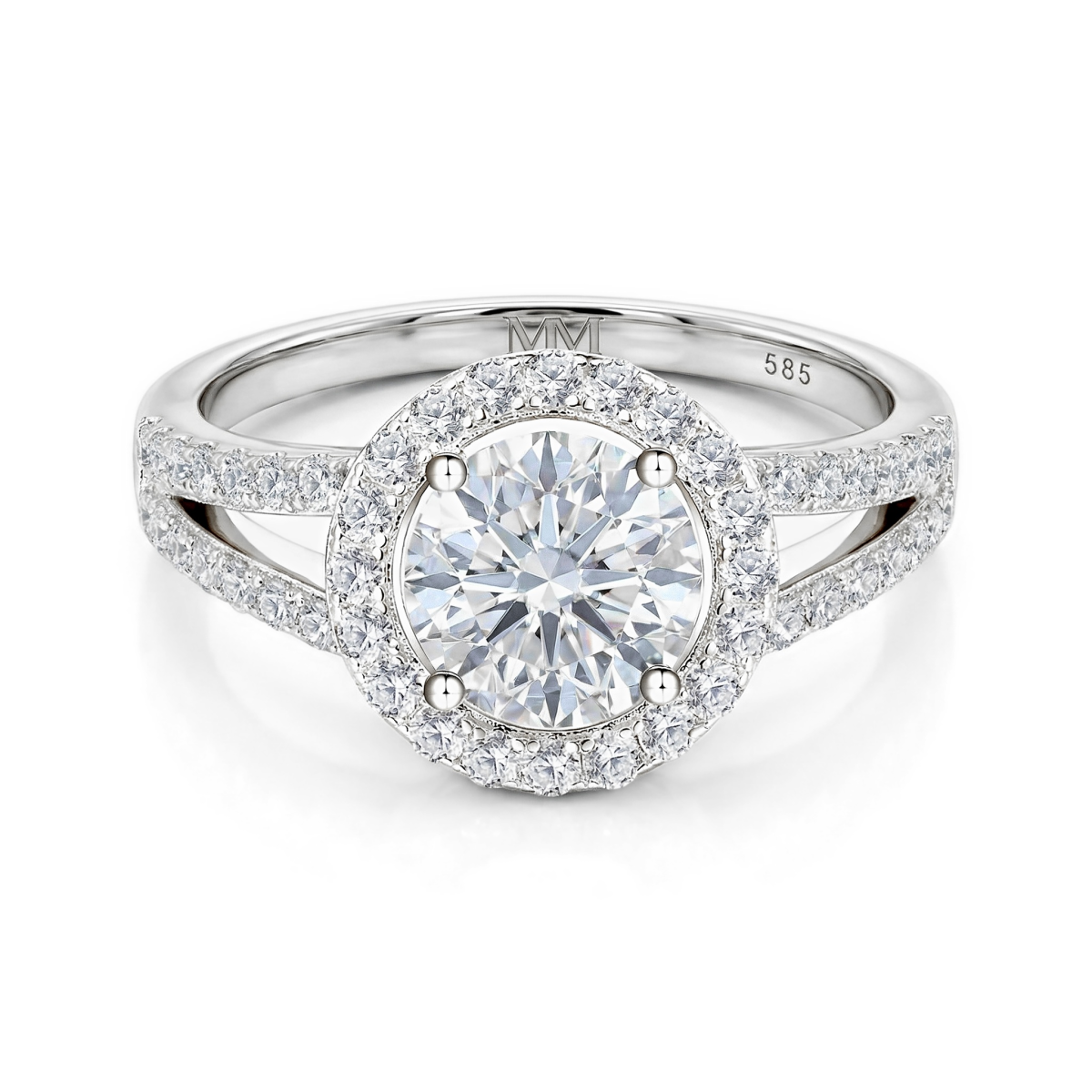 Regalyn - Moissanite Verlovingsring Met Halo En Split-Shank Design