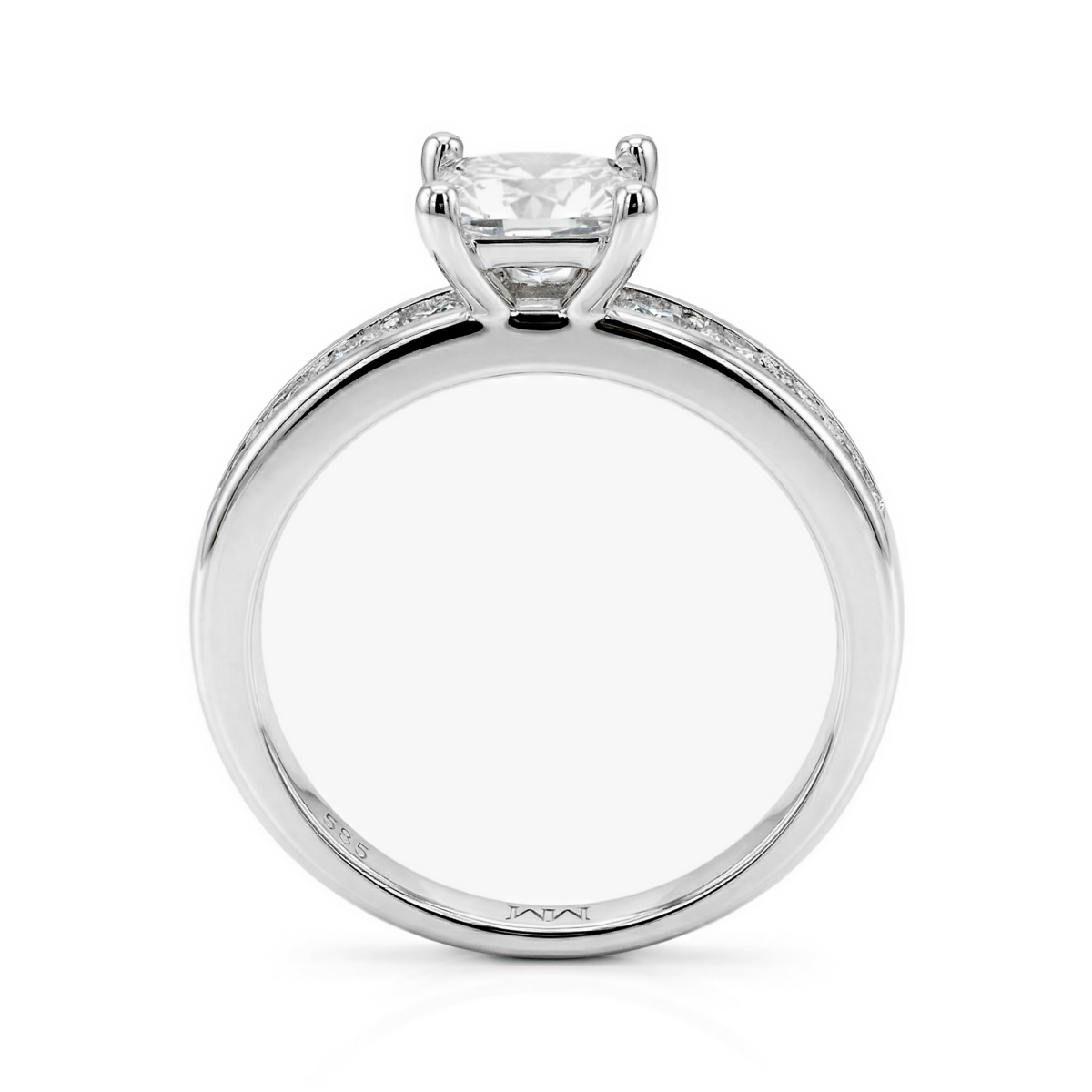 Clarity - Princess Cut Moissanite Verlovingsring Met Kanaal Gezette Zijstenen