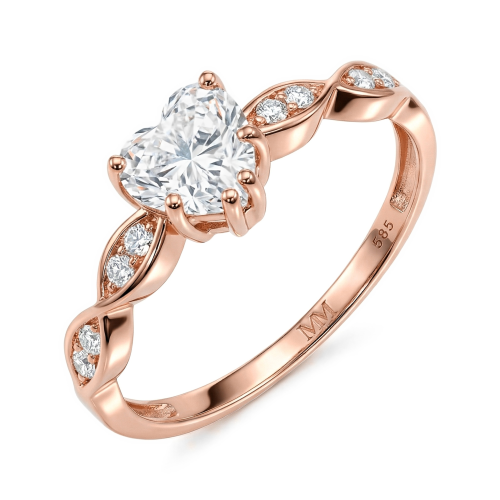 Affection - Hart Geslepen Moissanite Verlovingsring Met Gedraaide Band