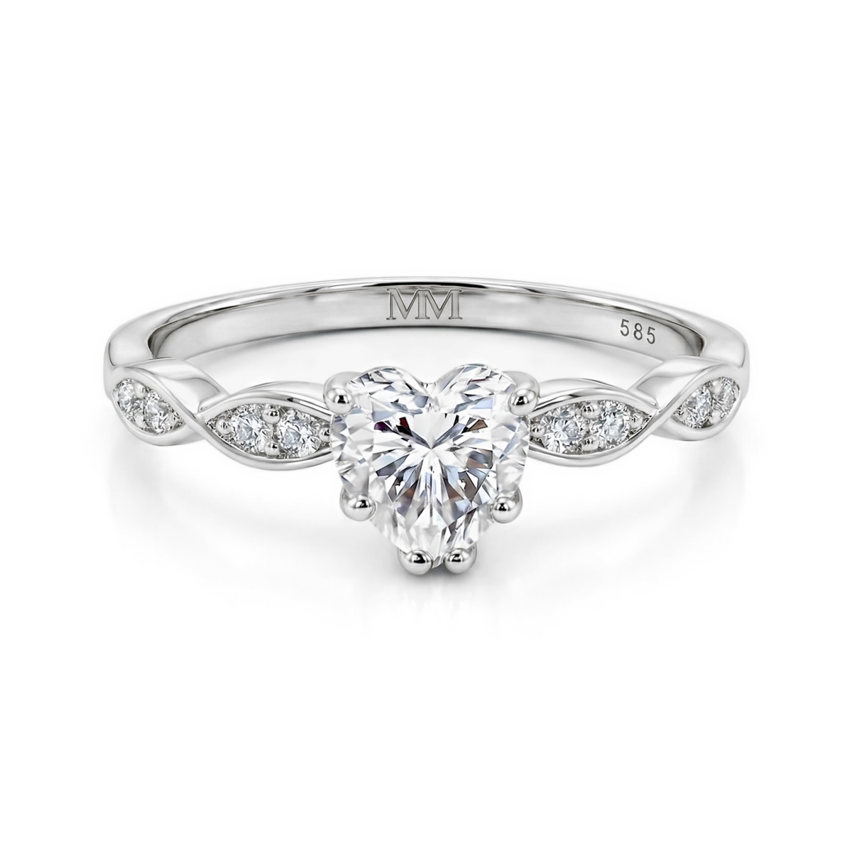Affection - Hart Geslepen Moissanite Verlovingsring Met Gedraaide Band