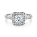 Sanctum - Cushion Geslepen Moissanite Verlovingsring Met Vintage Halo En Pavé Band