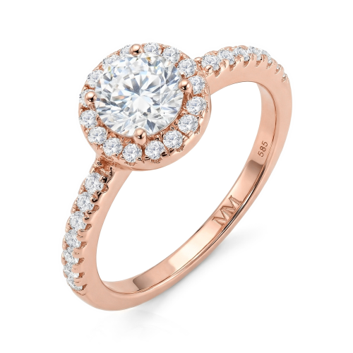 Dynara - Moissanite Verlovingsring Met Halo En Pavé Band