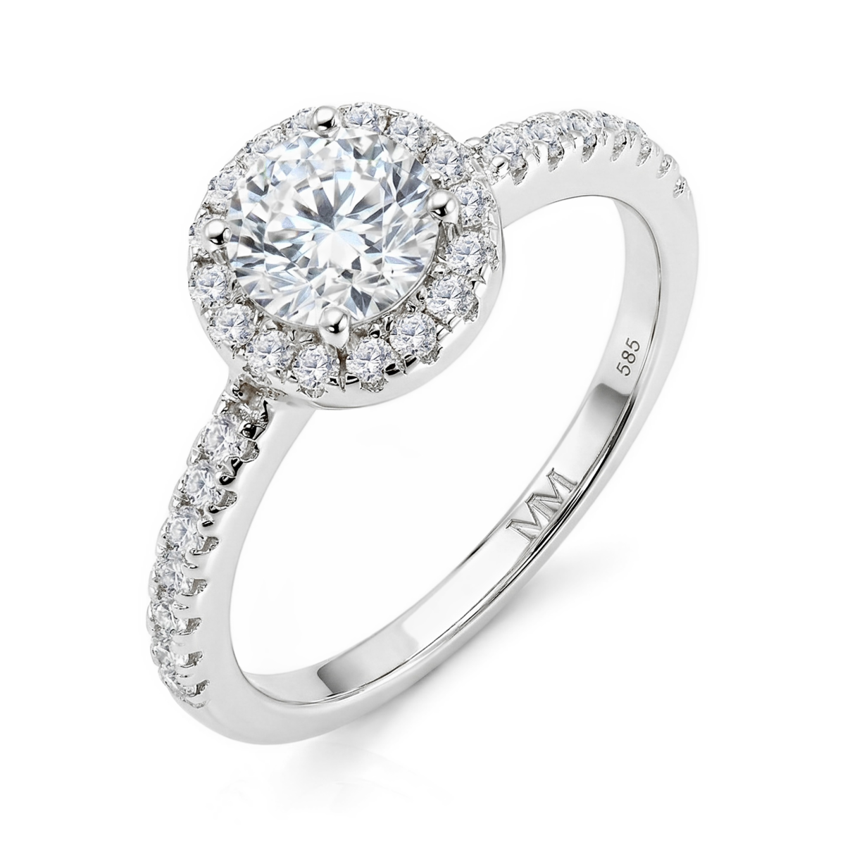 Dynara - Moissanite Verlovingsring Met Halo En Pavé Band