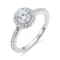 Dynara - Moissanite Verlovingsring Met Halo En Pavé Band