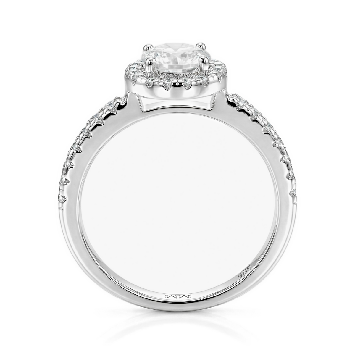Dynara - Moissanite Verlovingsring Met Halo En Pavé Band