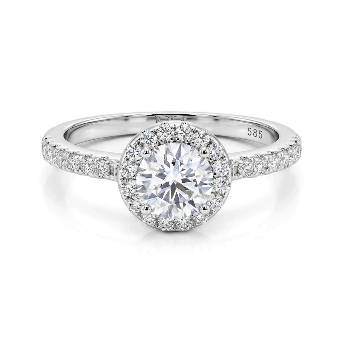 Dynara - Moissanite Verlovingsring Met Halo En Pavé Band