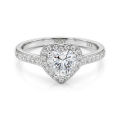 Amoria - Hart Geslepen Moissanite Verlovingsring Met Halo En Pavé Zet Zijstenen
