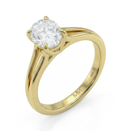 Grace – ovale moissanite ring met split shank