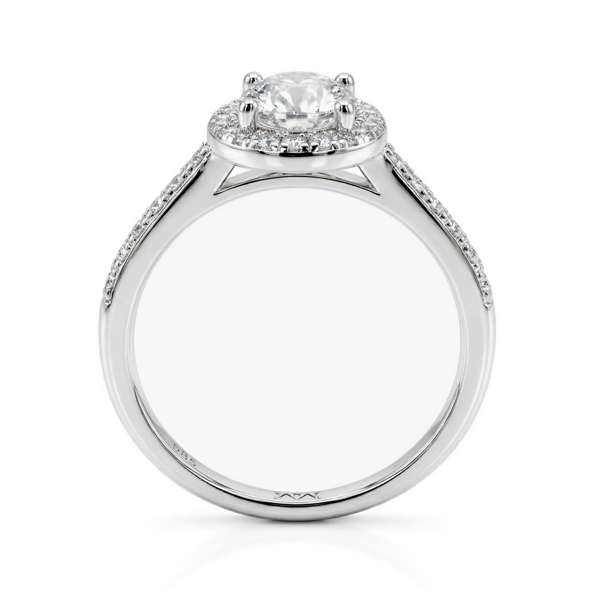 Orletta - Ovaal Moissanite Verlovingsring met Pavé Halo en Band