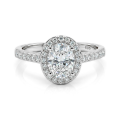 Orletta - Ovaal Moissanite Verlovingsring met Pavé Halo en Band