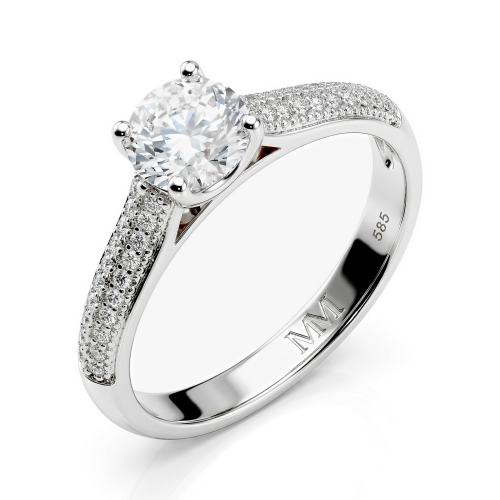 Venette - moissanite verlovingsring met pavé zijstenen