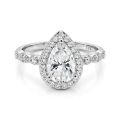Elanore - Peer Geslepen Moissanite Verlovingsring met Gedraaide Pavé Band
