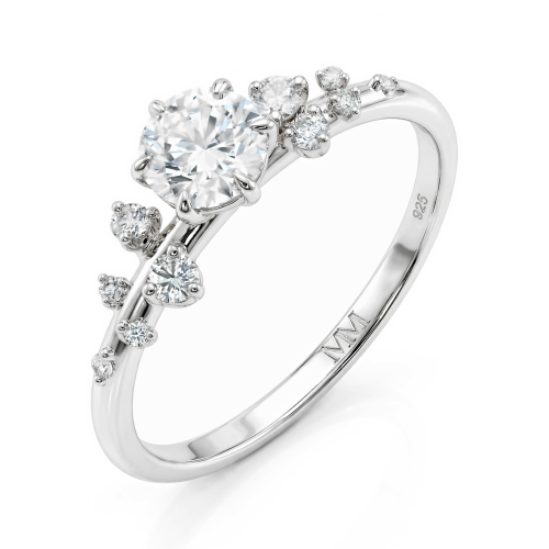 Aurora - Moissanite Ring met Minimalistische Zijstenen