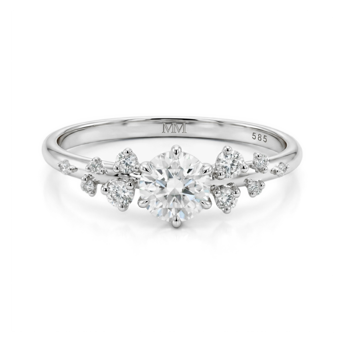 Aurora - Moissaniet ring met minimalistische zijstenen