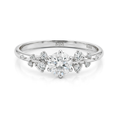 Aurora - Moissanite Ring met Minimalistische Zijstenen
