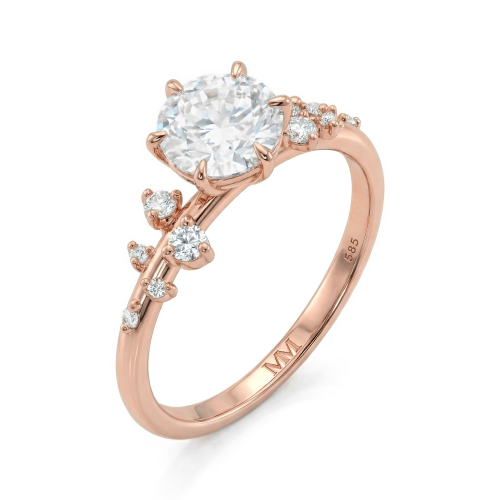 Aurora - moissanite ring met minimalistische zijstenen