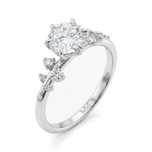 Aurora - Moissanite Ring met Minimalistische Zijstenen Aurora - Moissanite Ring met Minimalistische Zijstenen